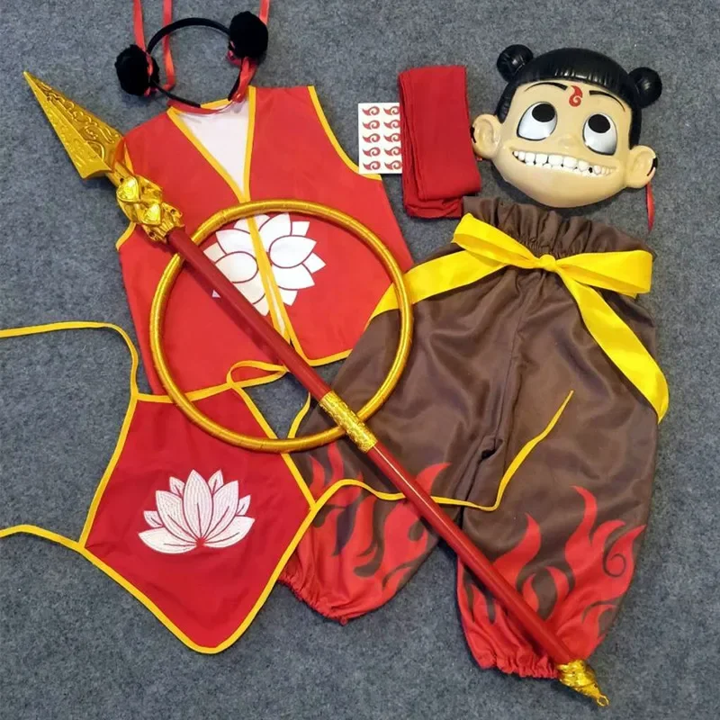 Nezha المرحلة زي تأثيري ازياء للأطفال ملابس الرقص هالوين تأثيري مهرجان أزياء الرقص لعبة الكرنفال