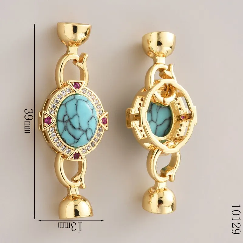 A DIY necklace button with micro inlaid synthetic zircon retro handmade closure button, connecting button mother button, sweater