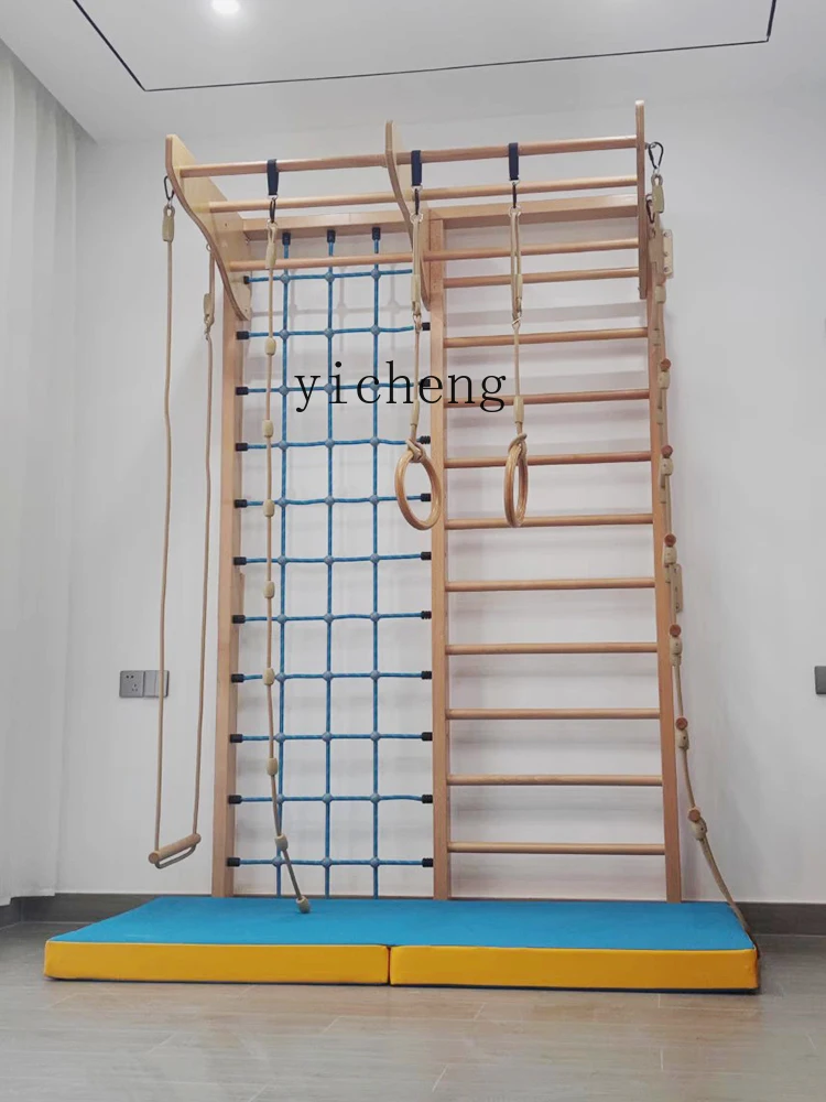 ZC Children's Home Indoor Beech Body Fitness Climbing Frame Baby Activity Frame Swing Climbing Wall Toy