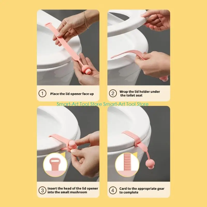 E1PB 2Pack Ergonomic Toilet Lifter NonSlip Silicones Handle For Sanitary Touchfrees Operations