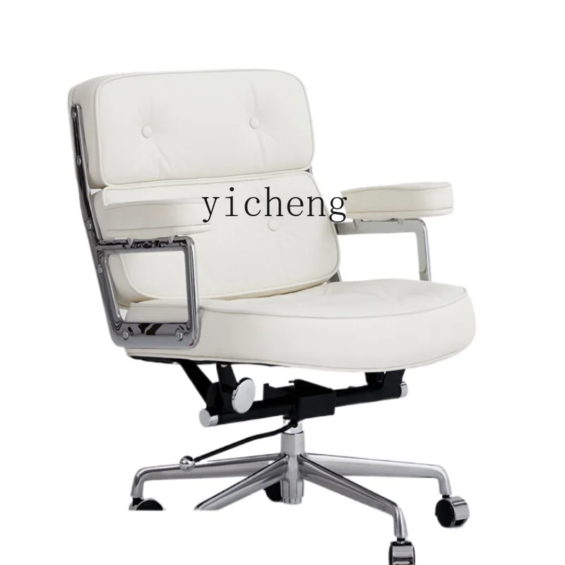 

ZC Cream Style Leather Rotating Computer Chair Stool Home Long-Sitting Office Chair Comfortable Study Desk Chair