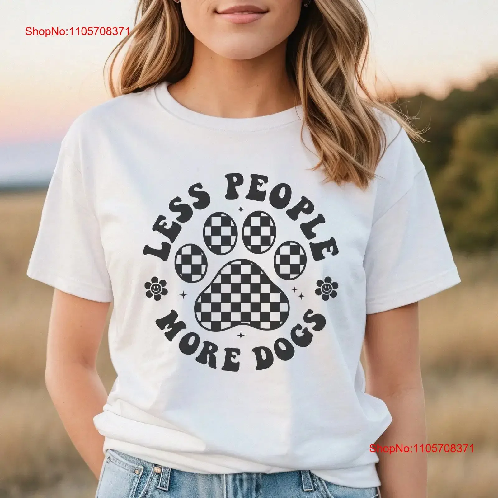 Less People More Dogs T Shirt Dog Lover Funny Mom Animal Pet for vintage Washed Comfortable Versatile streetwear fashion