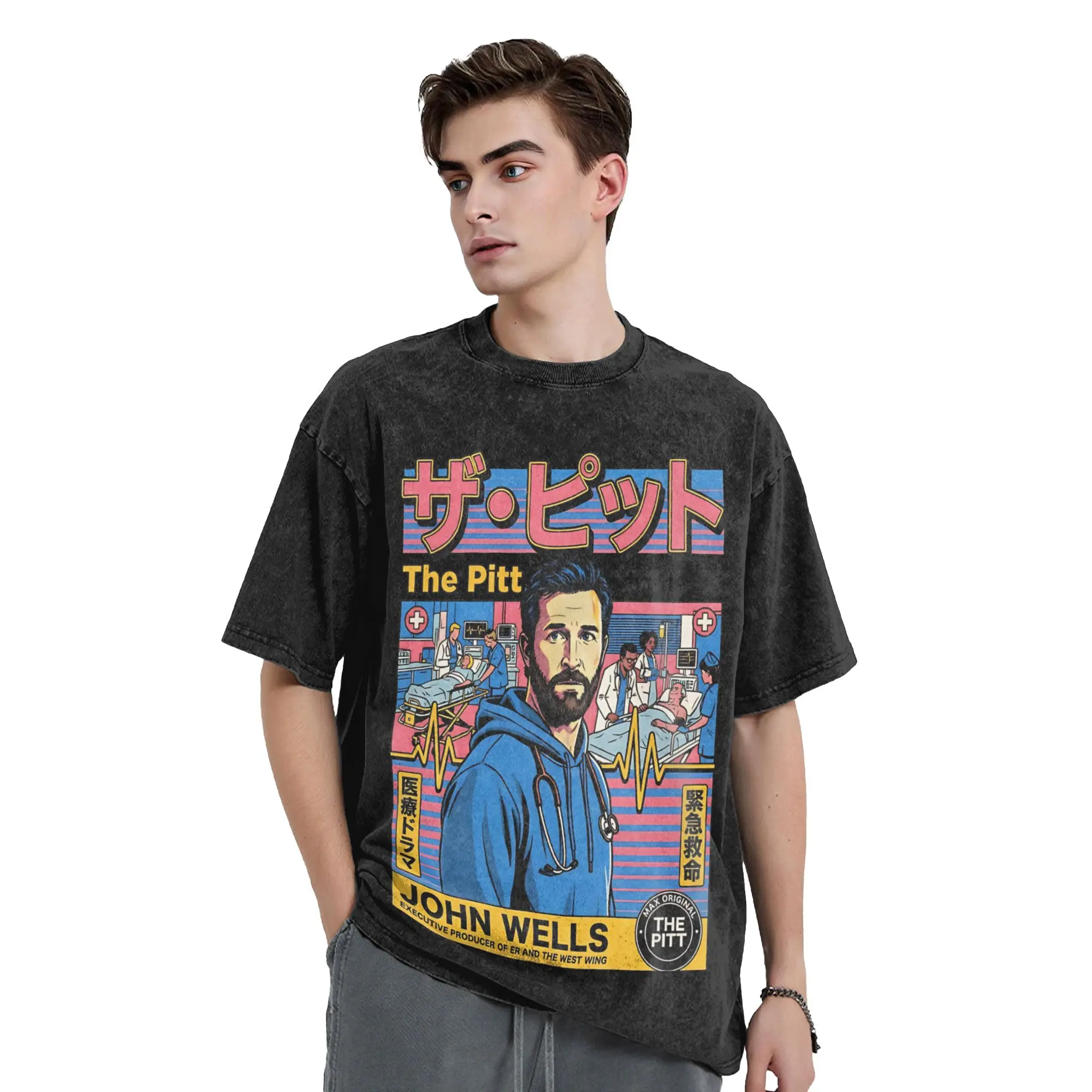Washed T Shirts The Pitt Doctor Fashion T-Shirt Oversize  TV Series Streetwear Cotton Printed Tops Tees for Men Women