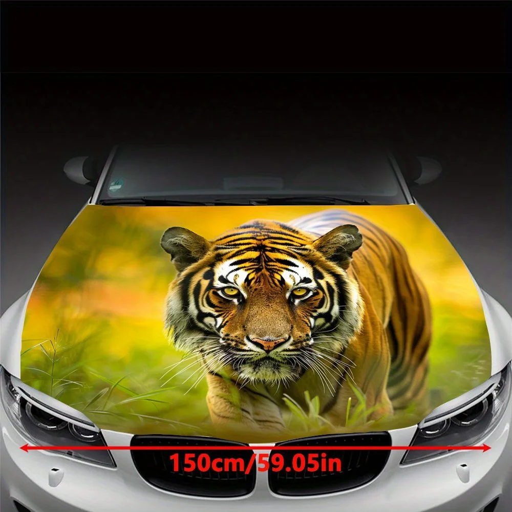 3D realistic tiger domineering car hood vinyl sticker, interpreting the style of the king of beasts