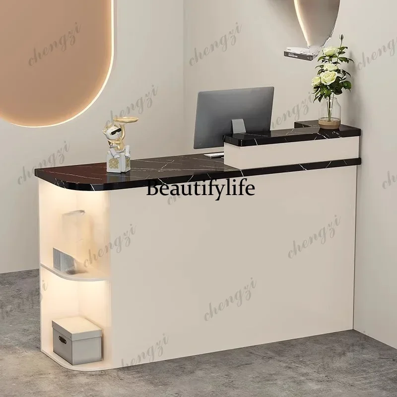 DD182Modern Simple Reception Desks Aesthetic Minimalist Design Unique Reception Desks Beauty Salon Mostrador Commercial Furnitur