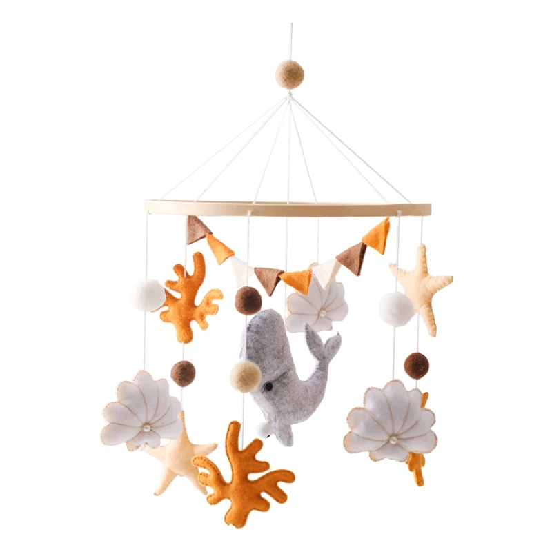 Baby Rattle Toy Soft Felt Ocean Wooden Mobile On The Bed Newborn Music Box Bed Bell Hanging Toys Holder Bracket Infant Crib Toys