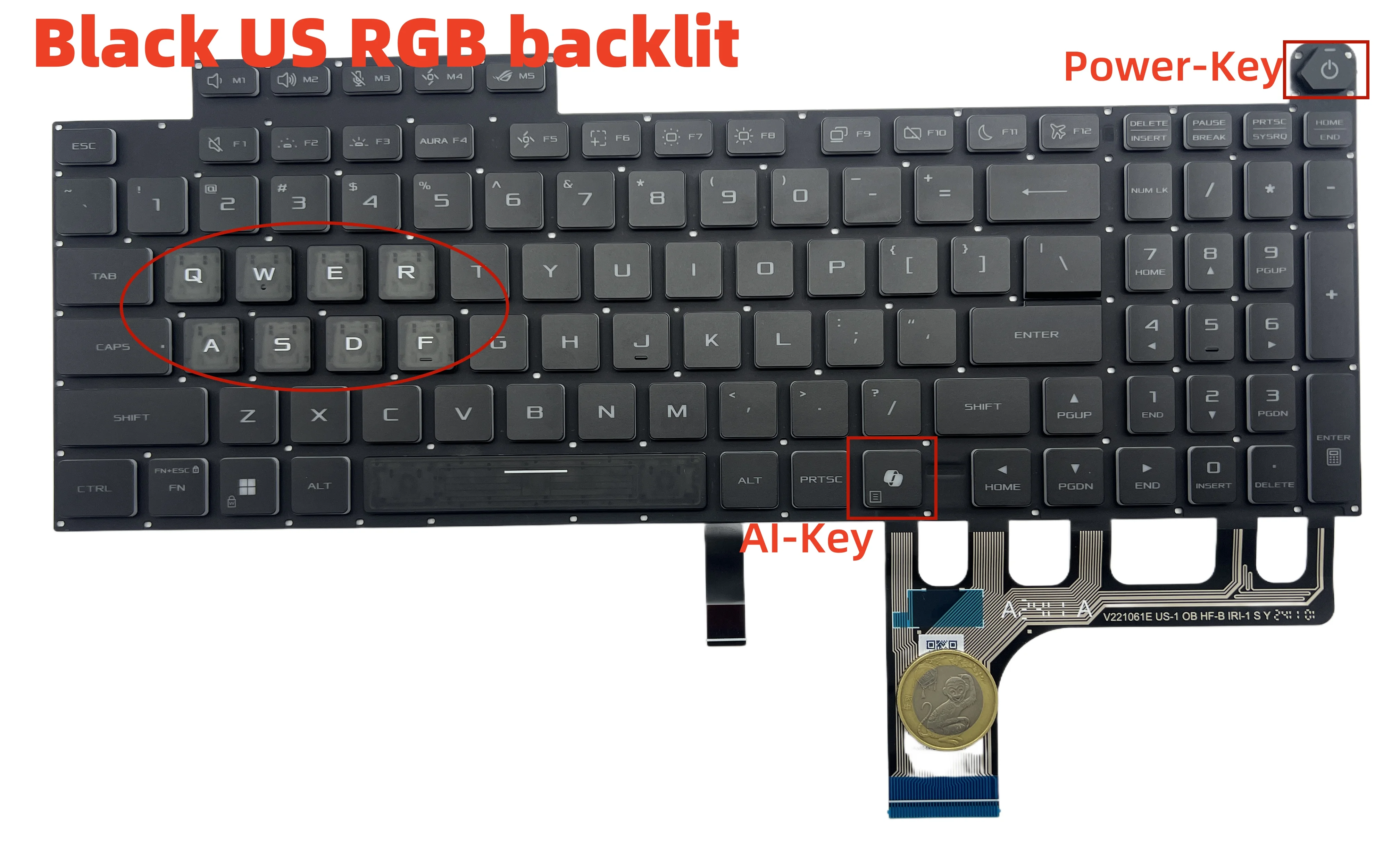 

US Black RGB backlit Laptop Keyboard For Asus ROG Gungod 9plus G815 G835 G835L G815P G835LWG835 Notebook keyboard with AI-key