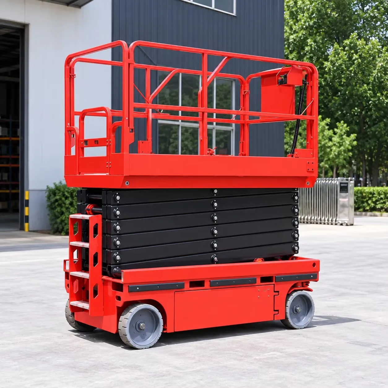 Push‑around Mobile Scissor Unit Lifting Platform Compact Body For Narrow Aisle Goods Stacking And Handling