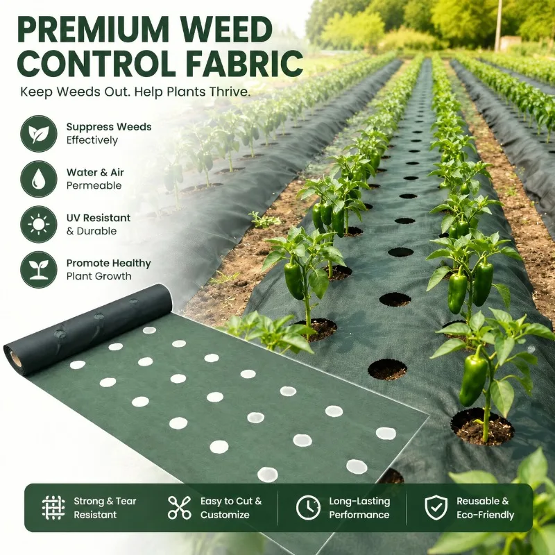 Pre-punched Weed Control Mat Breathable Perforated Weed Suppression Fabric for Vegetable Orchard Planting Anti-grass Fabric Mat
