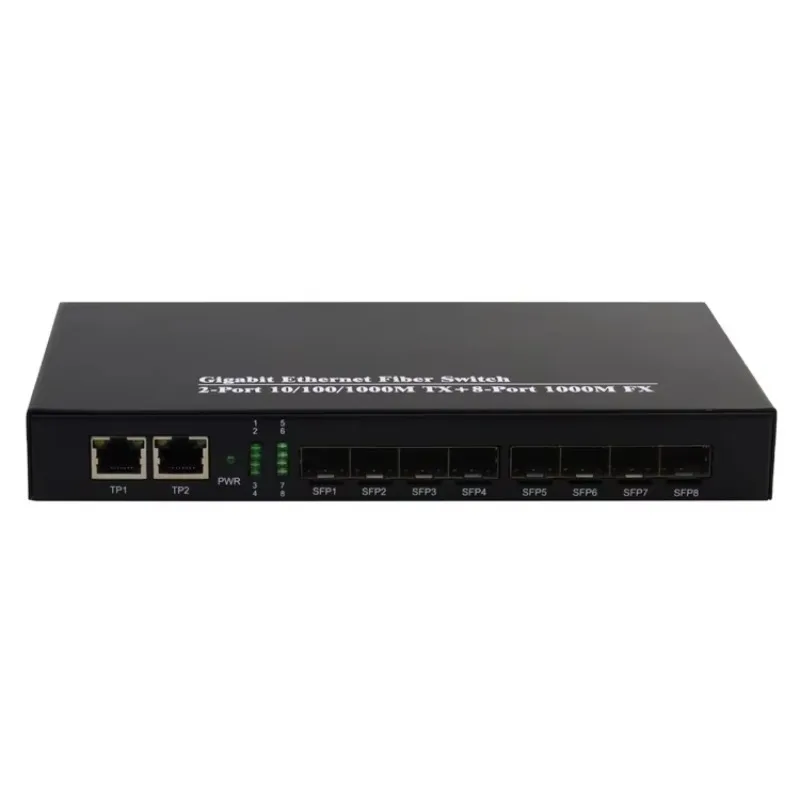 20-100KM Gigabit 8 Port SFP Fiber Optic Switch 2*1000Mbps RJ45 Multi Port Fiber to Ethenet Media Converter 8 Port Fiber 2 RJ45