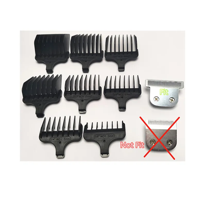 1X Hair Clipper T-Blade + 8X Guide Comb #1-#8, 1/8