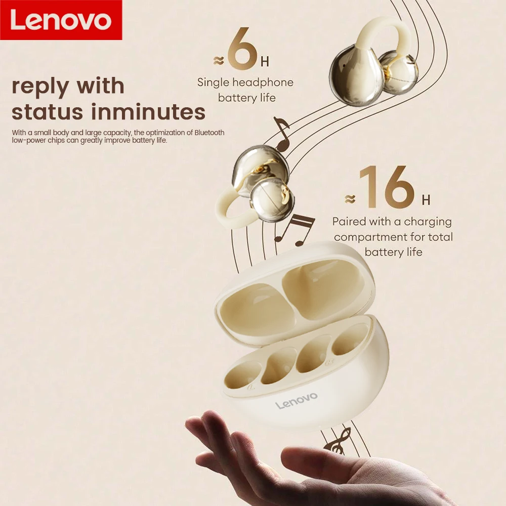 سماعات لينوفو TA410 اللاسلكية TWS بلوتوث 5.4 مؤثرات صوتية بانورامية، سماعات عمر بطارية طويلة جدًا، مريحة في الارتداء #3