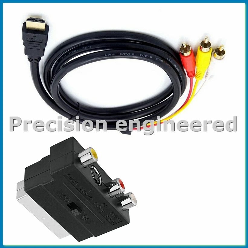 1080P -Compatible Male S-Video To 3 AV Audio Cable W/SCART To 3 Phono Adapter-ABAM