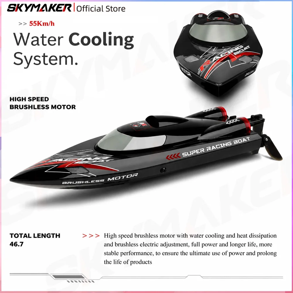 WLtoys WL916 RC Racing Boat 2.4GHz Brushless Motor 55KM/H High Speed Low Battery Alarm Remote Control Watercraft Hobby Toy Gift