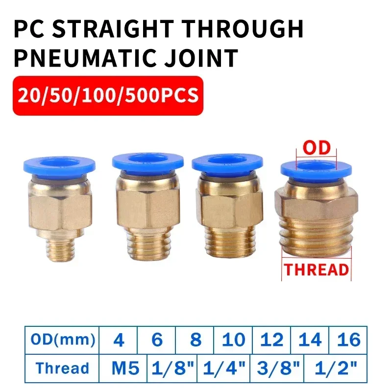 

1/4" BSP Straight Male Connector PC Push In Fitting Pneumatic PU Hose Connector BSP Male Thread Air Adapter 6mm Quick Coupler