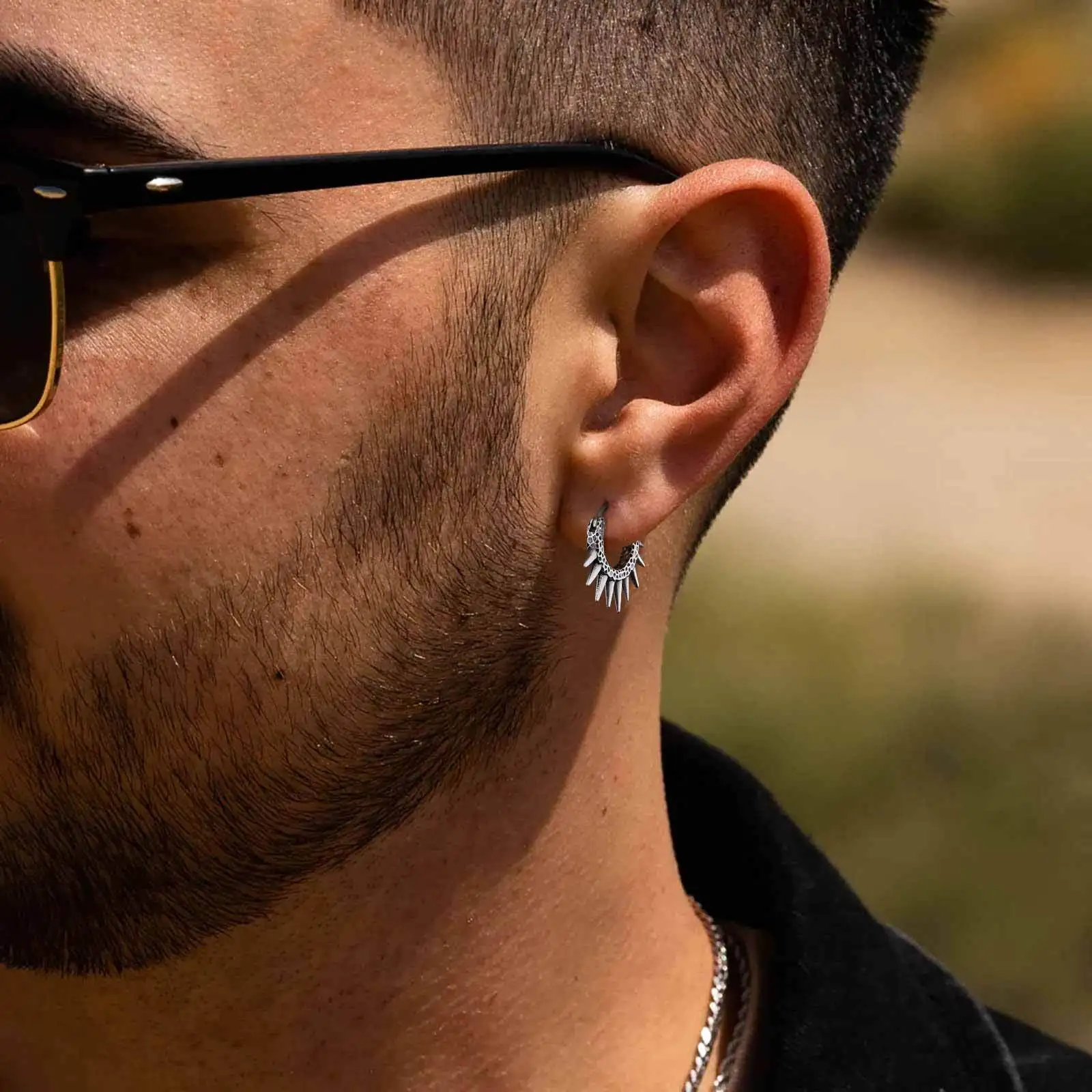 

Vnox Stainless Steel Punk Rhombus Hoop Earrings, Hypoallergenic Rock Jewelry Gift for Men, Cool Geometric Stud Hoop Earrings