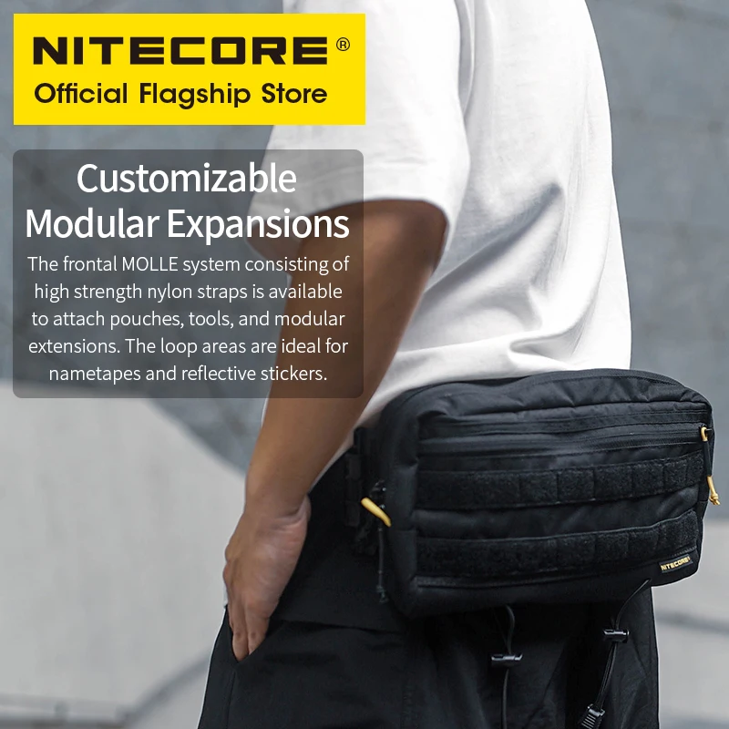 NITECORE SLB03 Commuter Sling Bag 500D Nylon Casual MultiPurpose Tactical Function Crossbody Bag Molle System Waist Bags Men