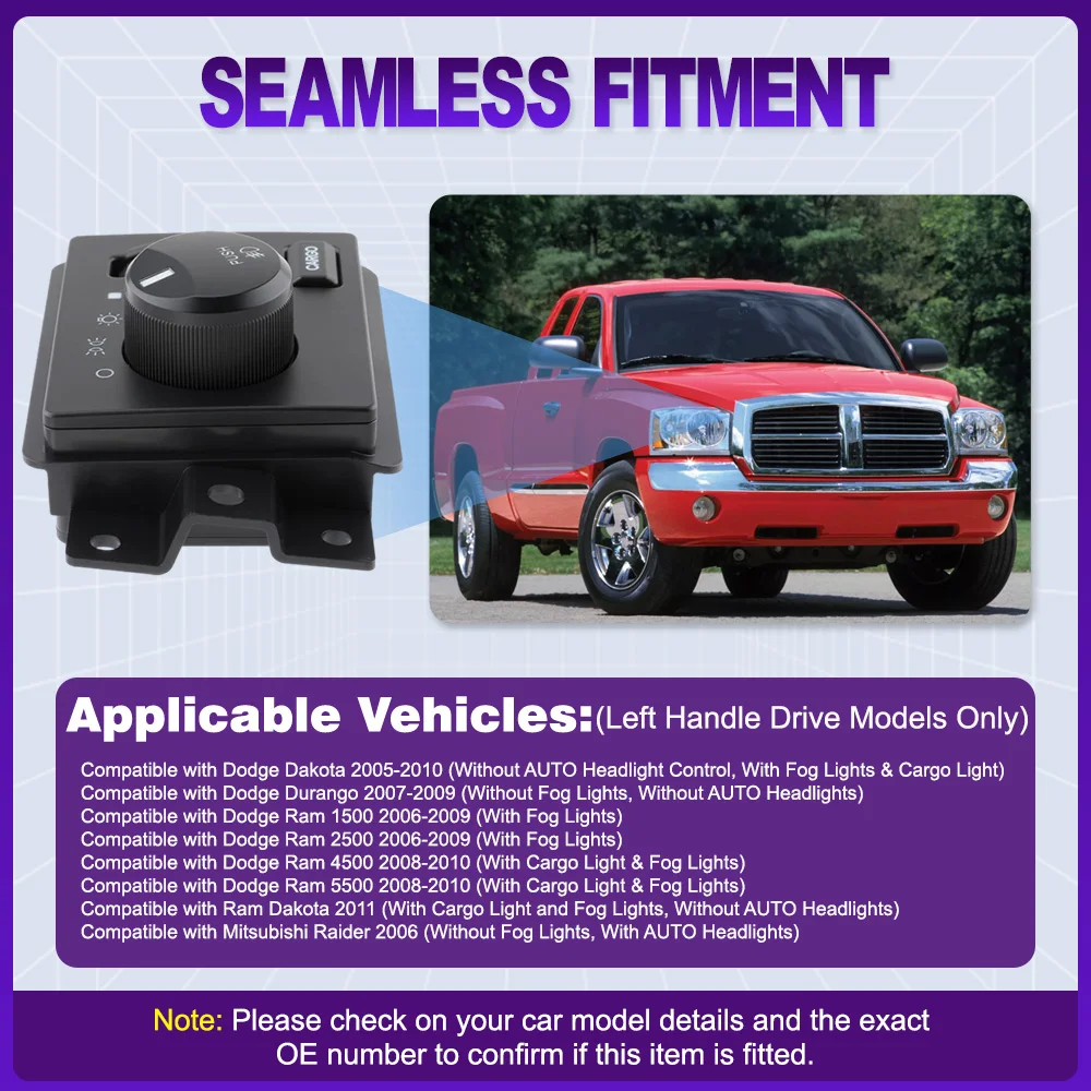 

Переключатель противотуманных фар автомобиля для Dodge Dakota Durango Ram 1500 2500 3500 4500 5500 56049637AD, HLS1349 SW5317, BSS00723