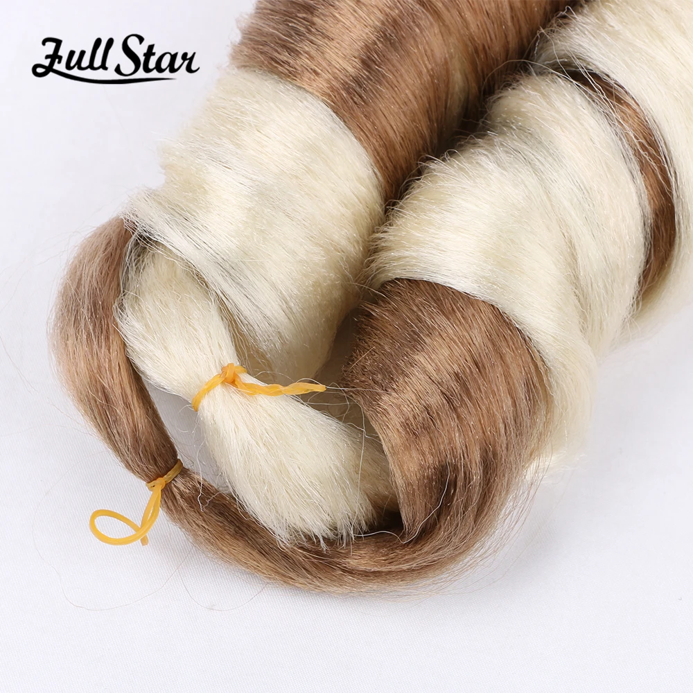 كامل ستار 24 "الفرنسية مجعد جدائل شعر صناعية ملحقات الكروشيه الضفائر أومبير براون السائبة الشعر حزم للنساء عيد الميلاد