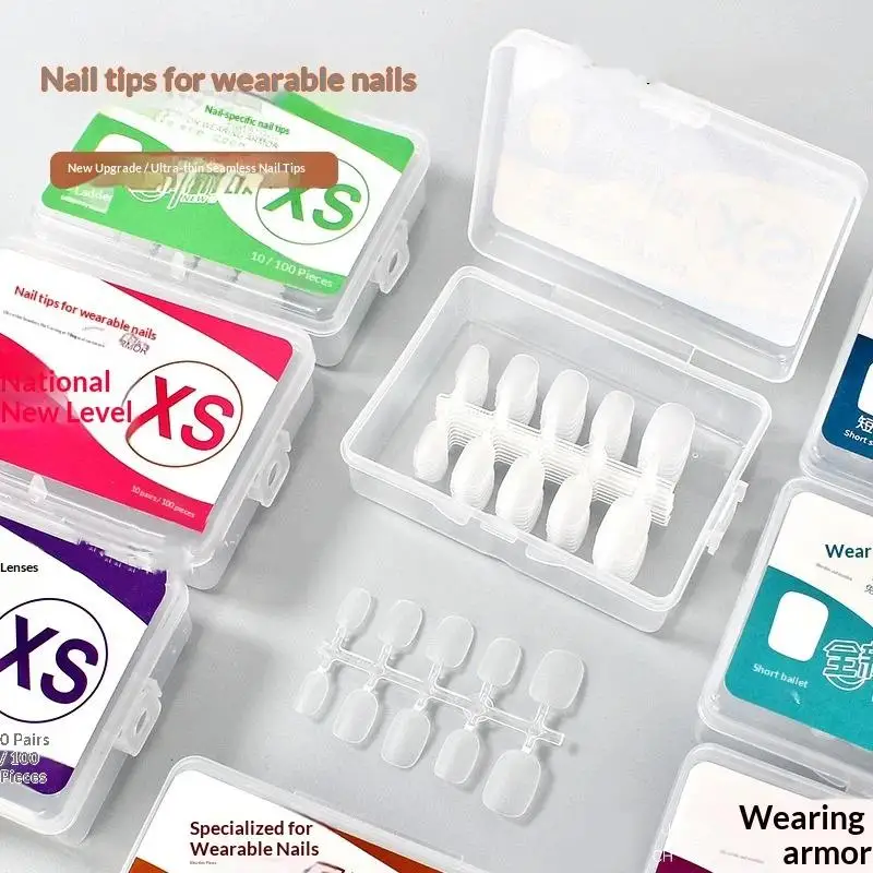 French Manicure Press On Nails 100pc​ Box of Assorted Sizes, No Filing or Glue Required Achieve a Classic, Clean Look in Minutes