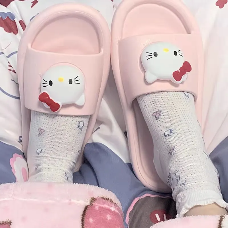 

Hello Kitty Cartoon Slippers Kawaii Sanrio Sandals Simple and Versatile Summer Cute Home Shoes Round Toe Slippers Girl Slippers