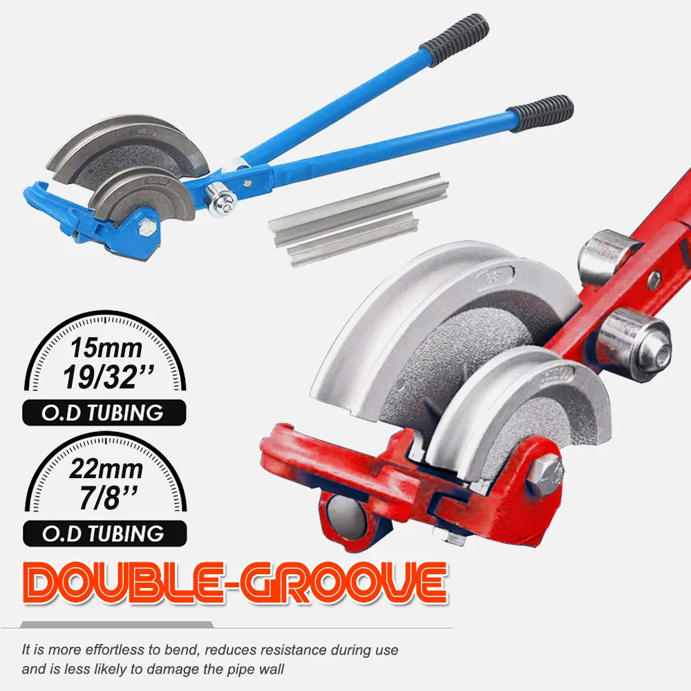 15+22mm O.D Tubing Benders Double-Grooue for Home Improvement Tap Water Copper Pipe Hard Pipe 180 Degree Heavy Duty Pipe Bender