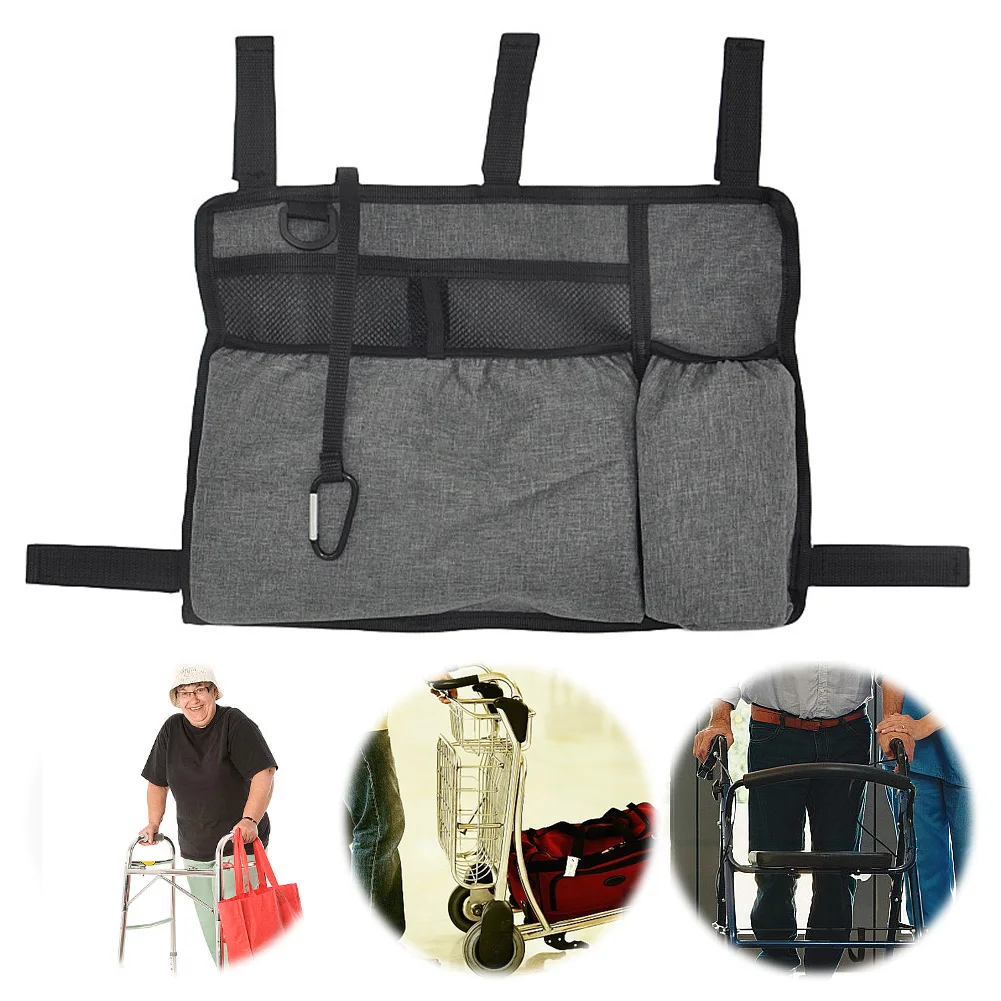 Walker Bag with Cup Holder Rollator Organizer Waterproof Armrest Side Storage Bag for Adult Folding Walkers
