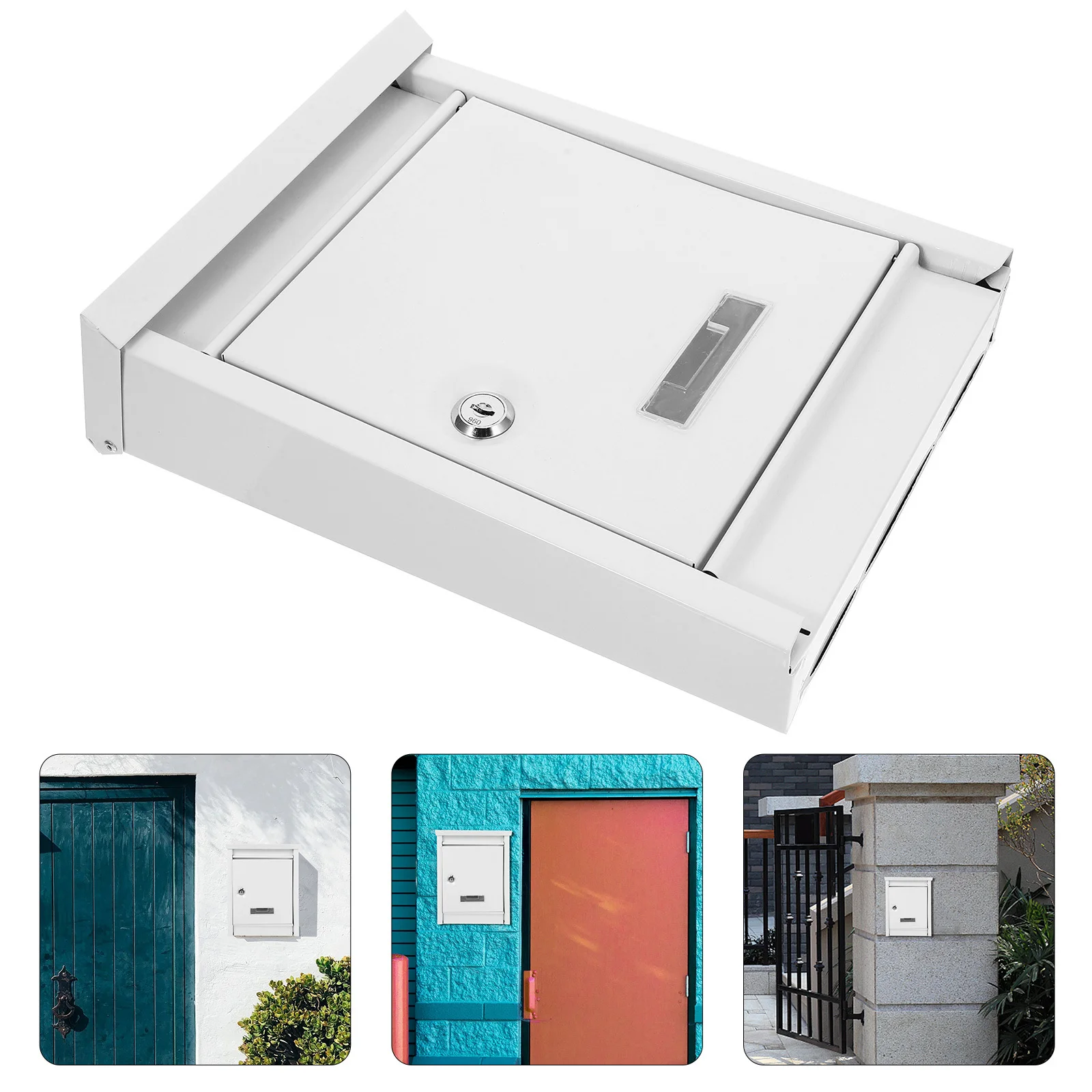 

Metal Lockable Wall Mounted Mailbox Black European Large Capacity Waterproof Outdoor Letter Box Secure Lock