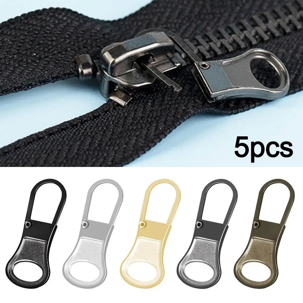 5PCS Metal Zip Puller Replacement Tab Zipper Sliders Head Zipper Head Detachable Backpacks Purses Repair Sewing Accessories