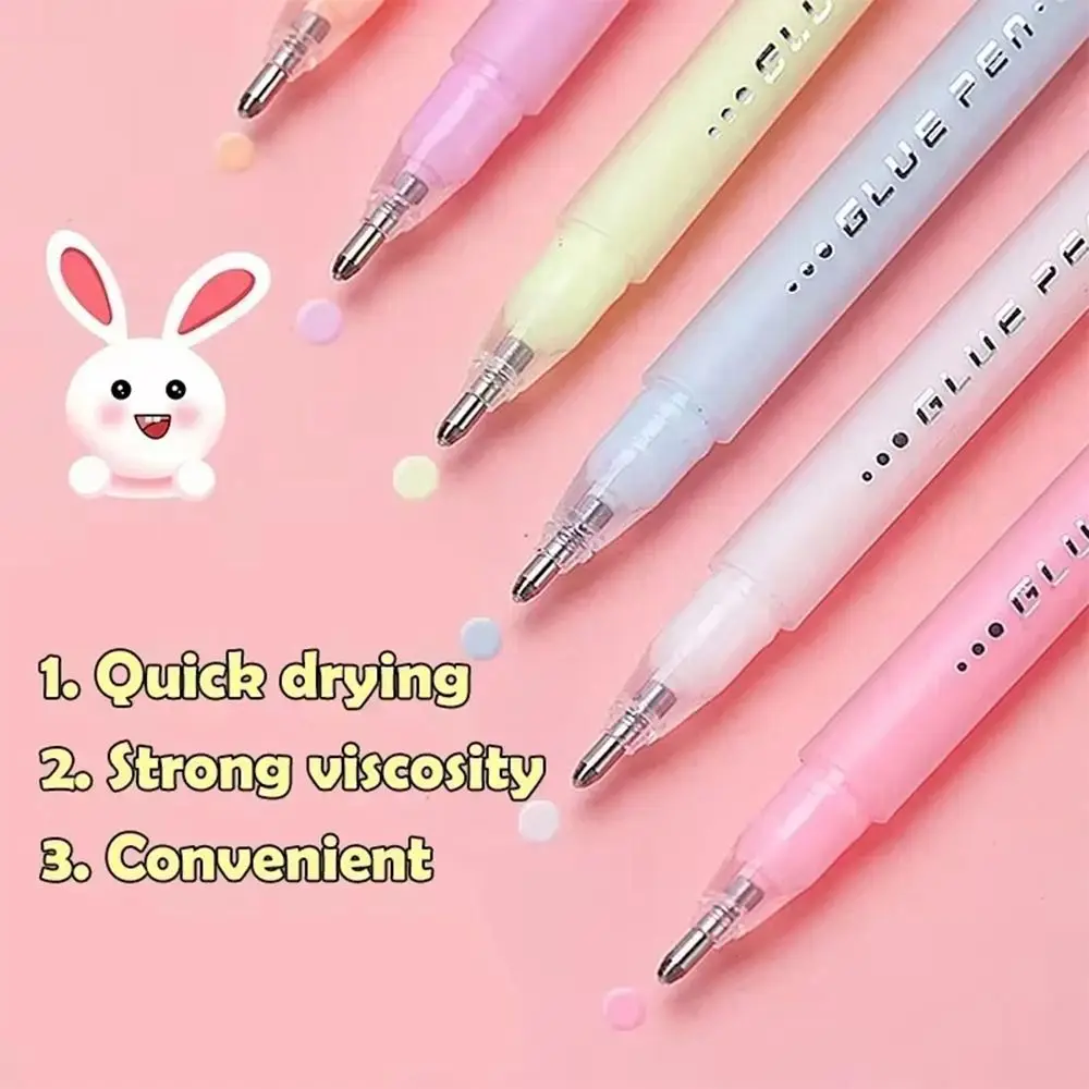 6PCS/Set High Quality Candy Color Glue Pen Quick-Dry High Viscosity Dispensing Pen Dot Glue Sticks Back To School Gift