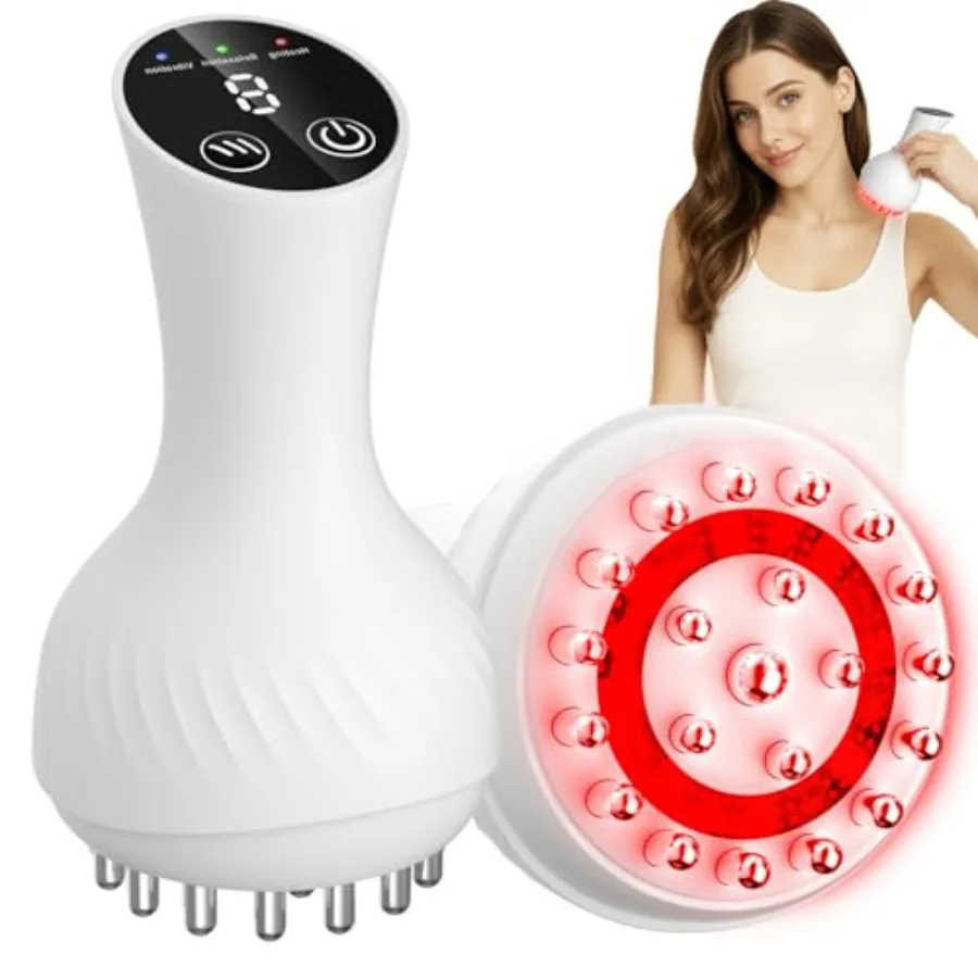 

Lymphatic Drainage Massager with Heat Vibration for Cellulite Reduction and Stretch Mark Improvement Body Sculpting Tool in Bla