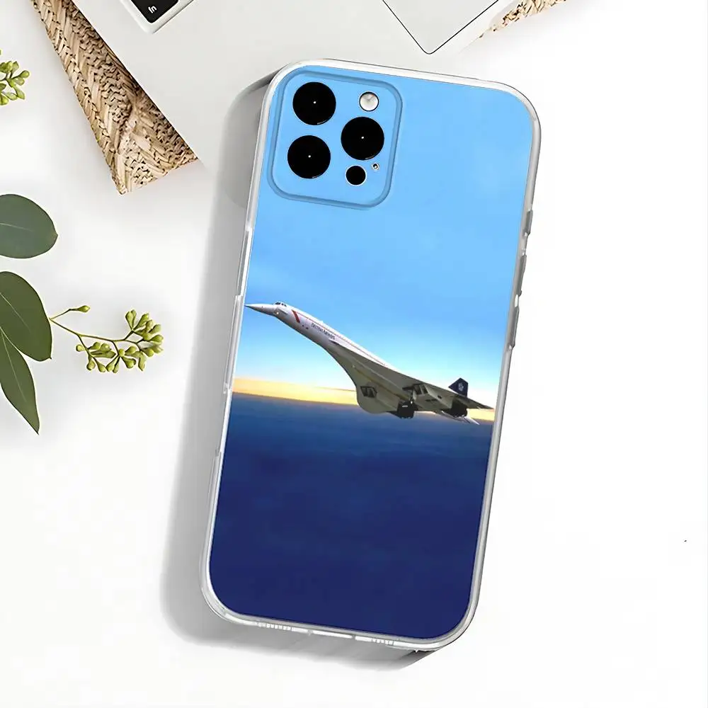Concorde Air France Handyhülle für iPhone 17,16,15,14,13,12,11 Pro,Max,Plus,X,XS,XR,SE4,E Mini Transparent Soft Cover