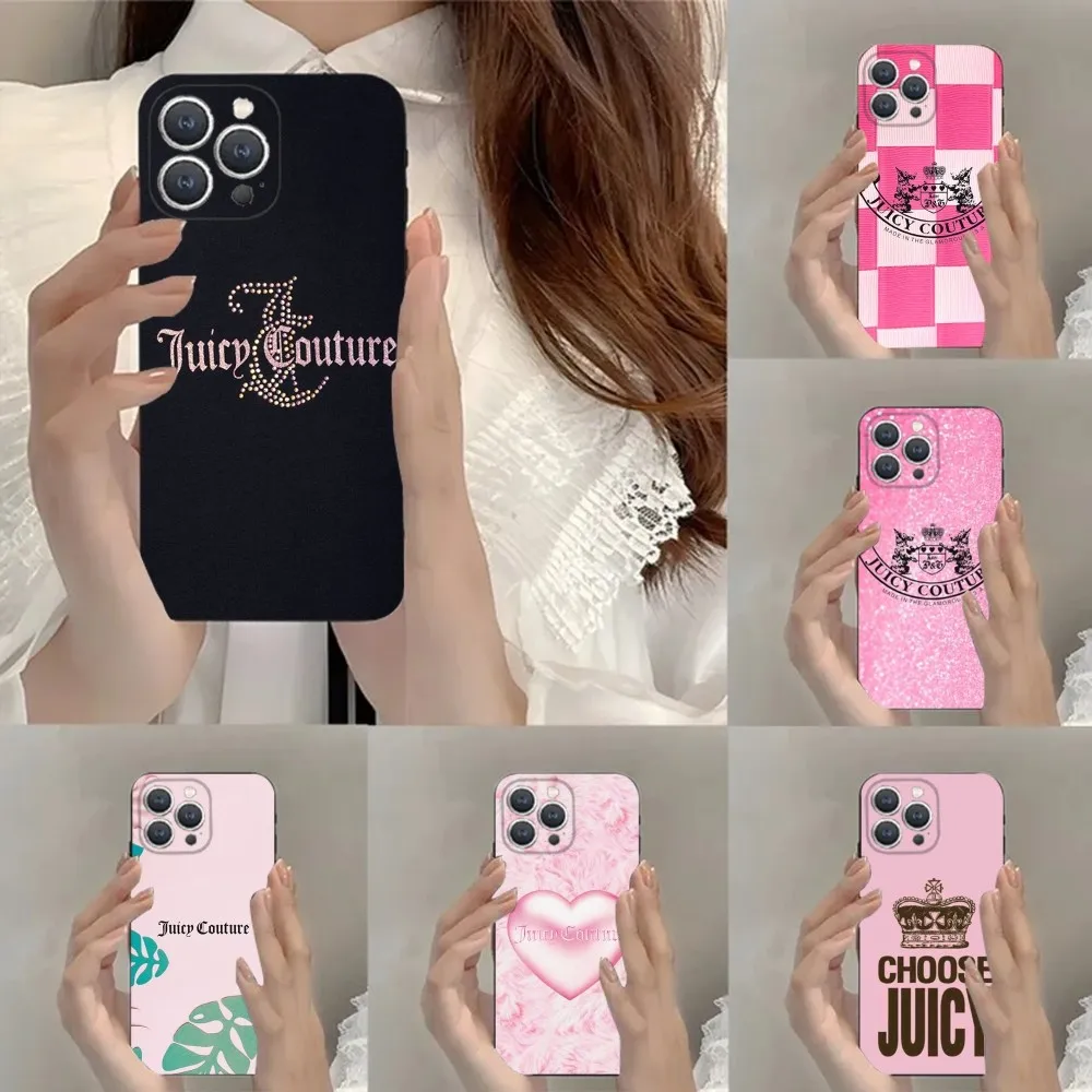 J-Juicy C- Couture Phone Case For iPhone 15,14,13,12,11,Plus,Pro Max,XS,X,XR,SE,Mini,8,7 Soft Silicone Black Cover