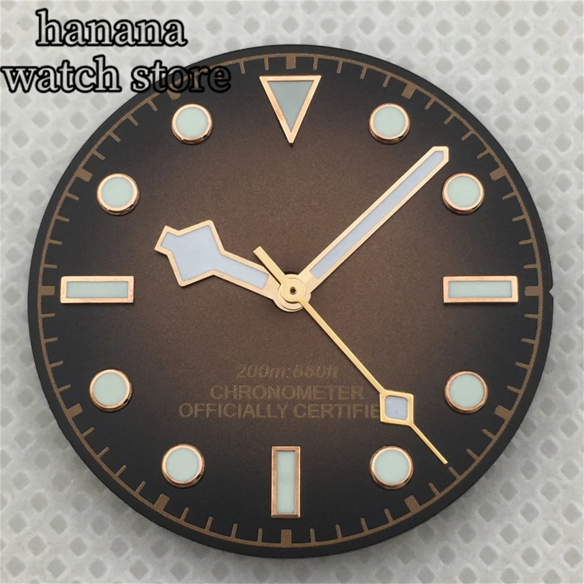 BLIGER 29mm Watch Dial Retro Gradient Black Brown With Rose Gold Edge Index For Vintage NH35 NH36 ETA2824 2836 Miyota 8215 DG PT