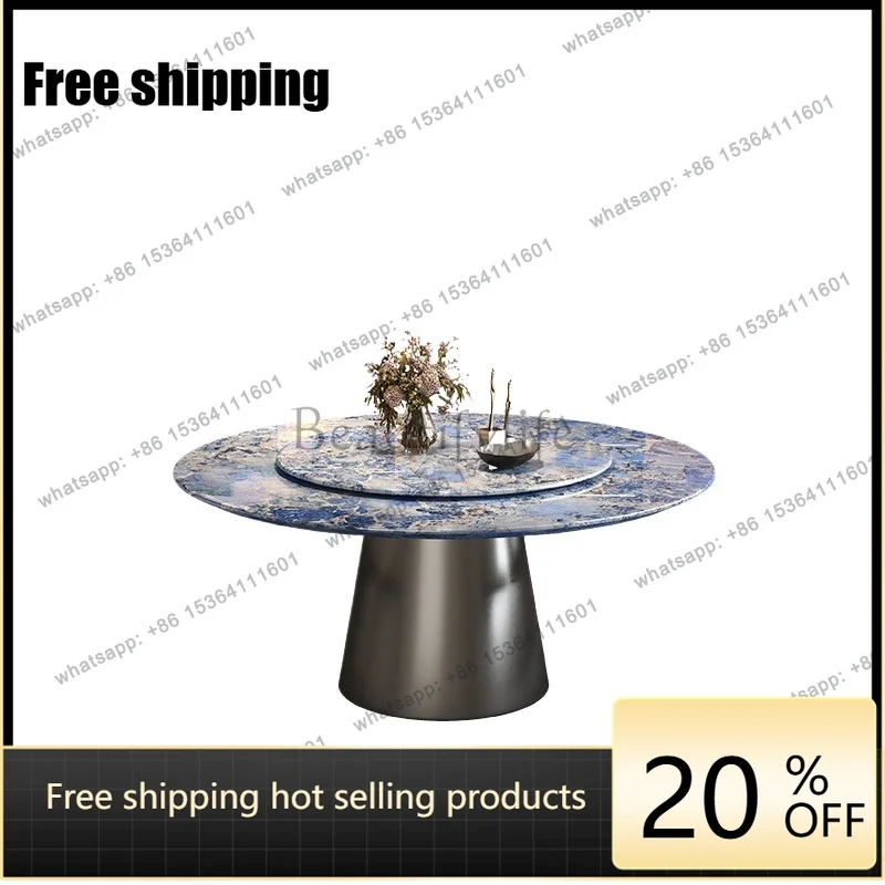 YJ natural marble round dining table simple light luxury household small apartment