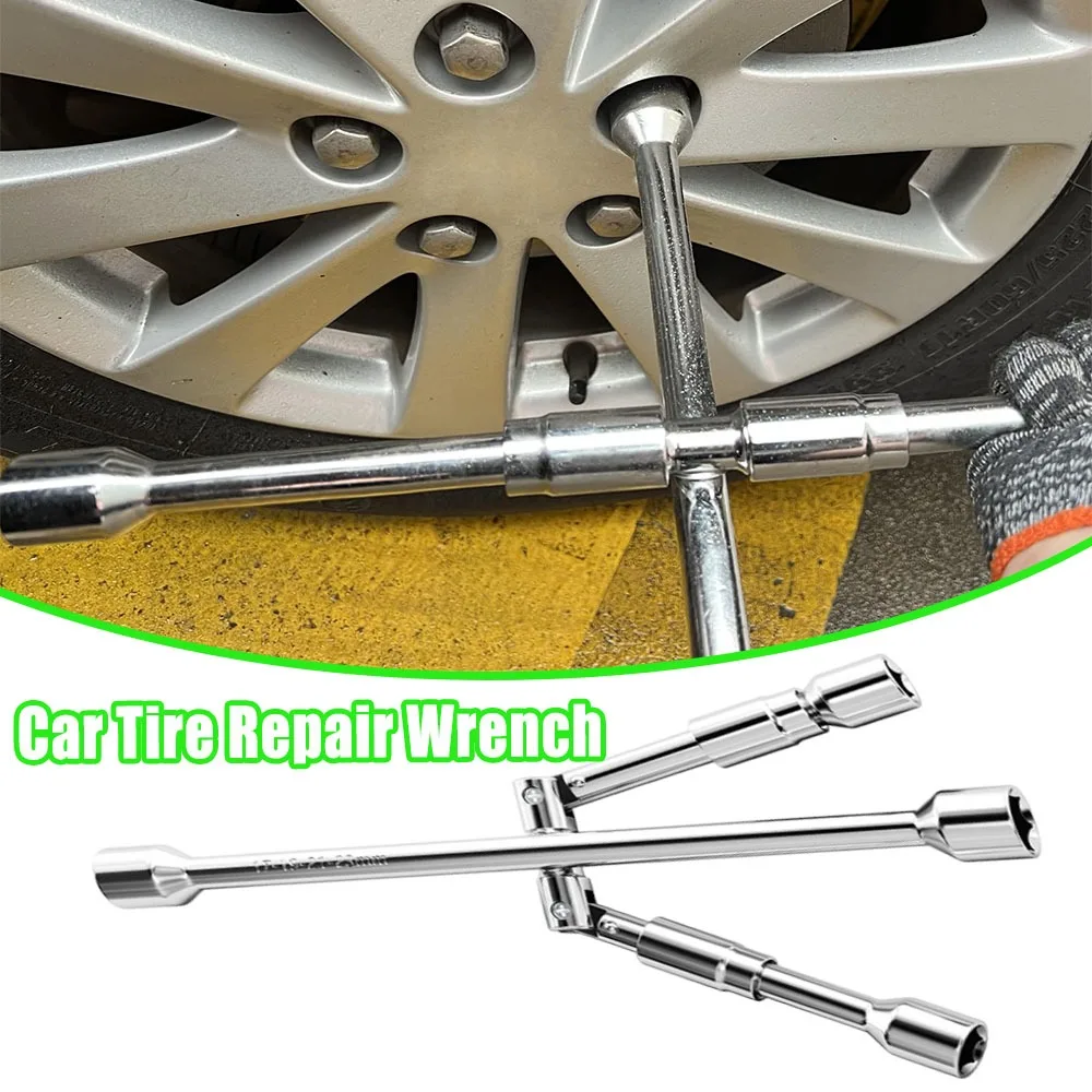

Folding Cross Wrench Car Tire Repair Tool Wheel Nut Socket Set 17 19 21 23mm Hex Manual Remover Holder