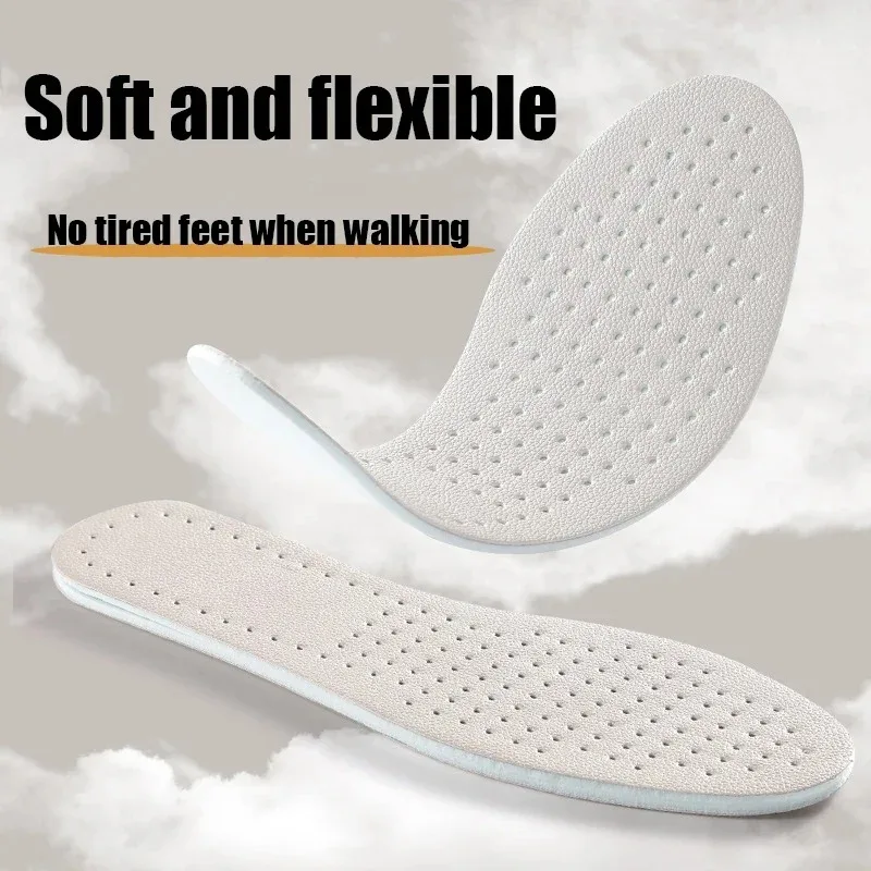 Latex Cowhide Composite Insoles Elastic Shock Absorbing Sweat Wicking Breathable Soft Comfort Shoe Pads for Sneakers