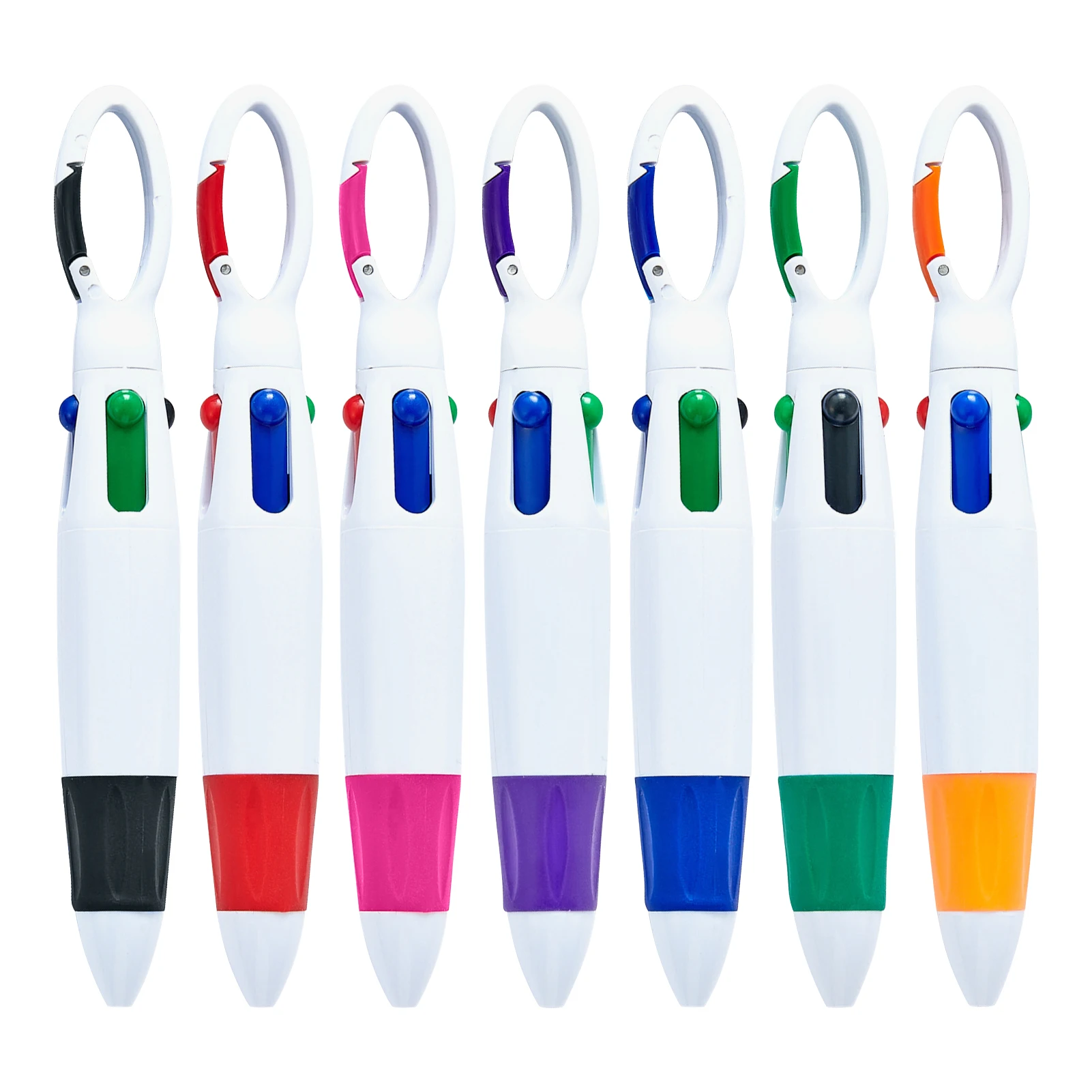 

7pcs With Carabiner Clip Adults Kids Nurse Retractable Shuttle Pen Portable Multicolor For Office 4 In 1 School Supplies Smooth