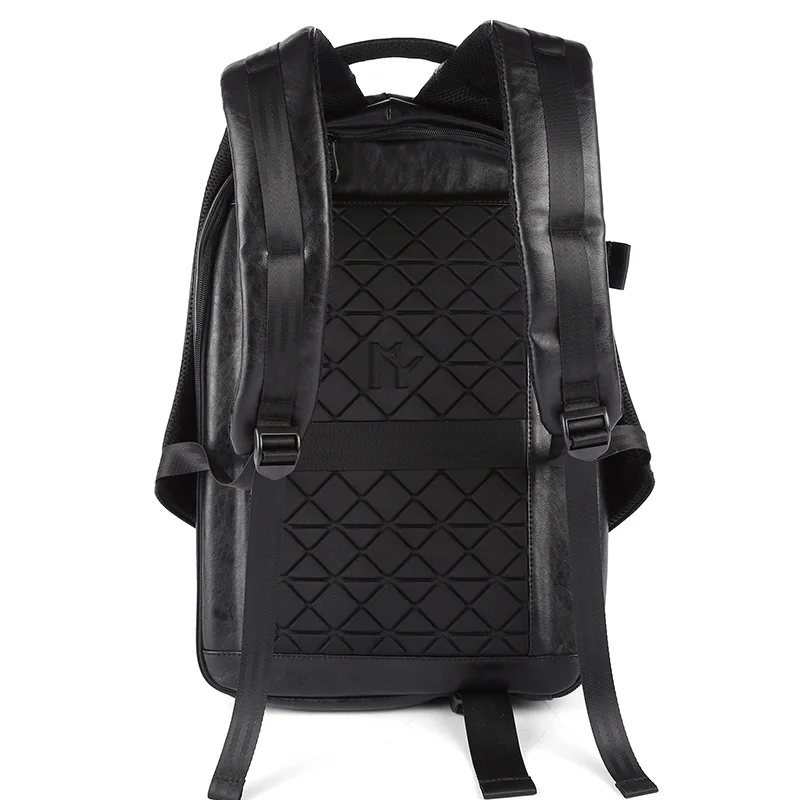 Sac à dos en cuir pour homme, sac à dos étanche pour ordinateur portable, sac à dos d\'affaires de grande capacité avec chargement USB, sac de jour