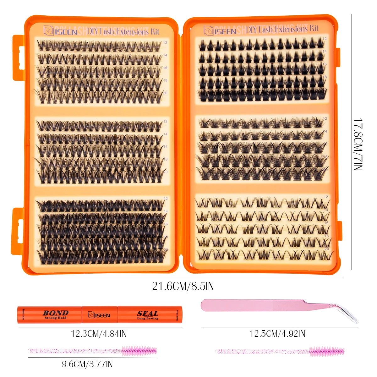DIY Individual Eyelash Extension Kit Natural Wispy Lash Clusters Mix Styles Thin Band Cluster Lashes with Bond and Seal Tweezers
