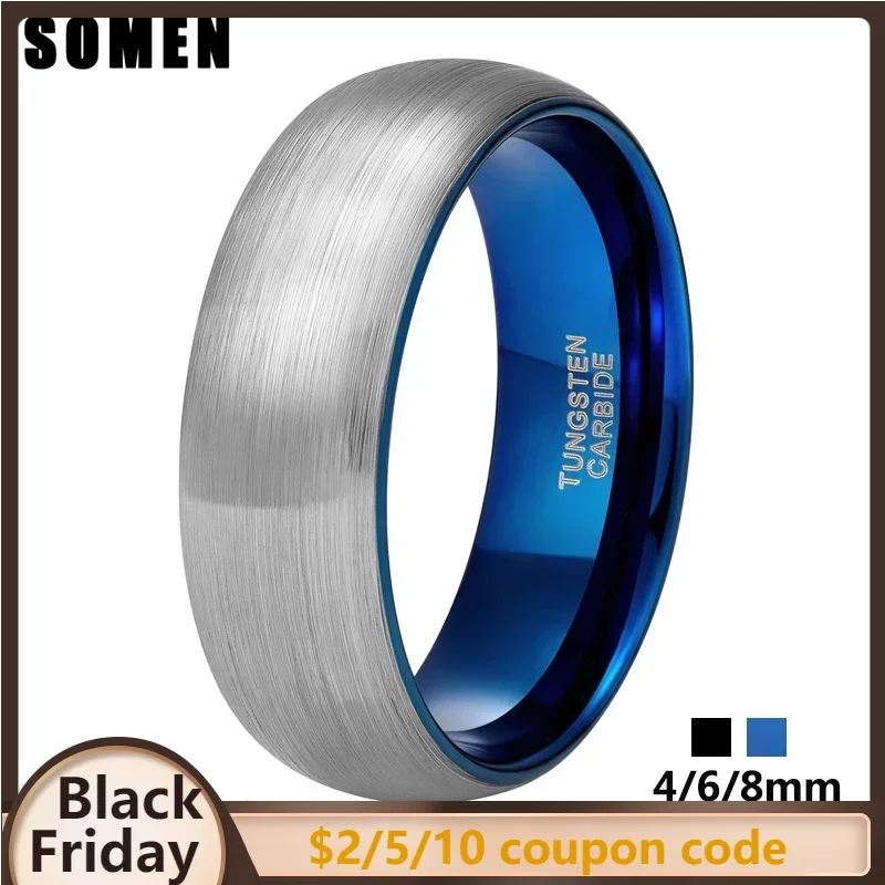 Somen Ring Men Custom Engraved 4mm 6mm 8mm Tungsten Ring for Couple Women Vintage Wedding Band Couple Engagement Rings Anels