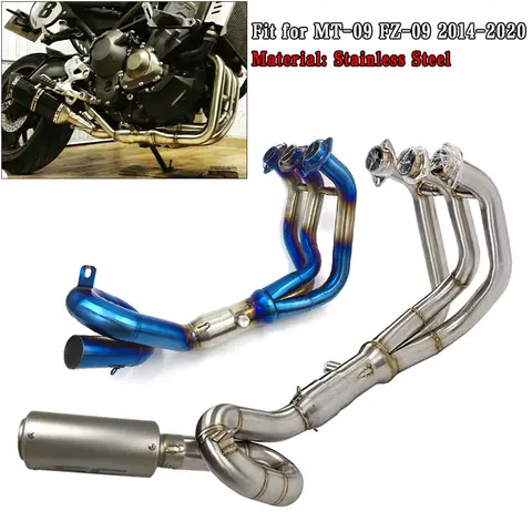 Fit for Yamaha FZ-09 MT-09 XSR900 2014-2020 51MM Exhaust Pipe Modified Stainless Steel Scooter Front Pipe Full System Slip-On