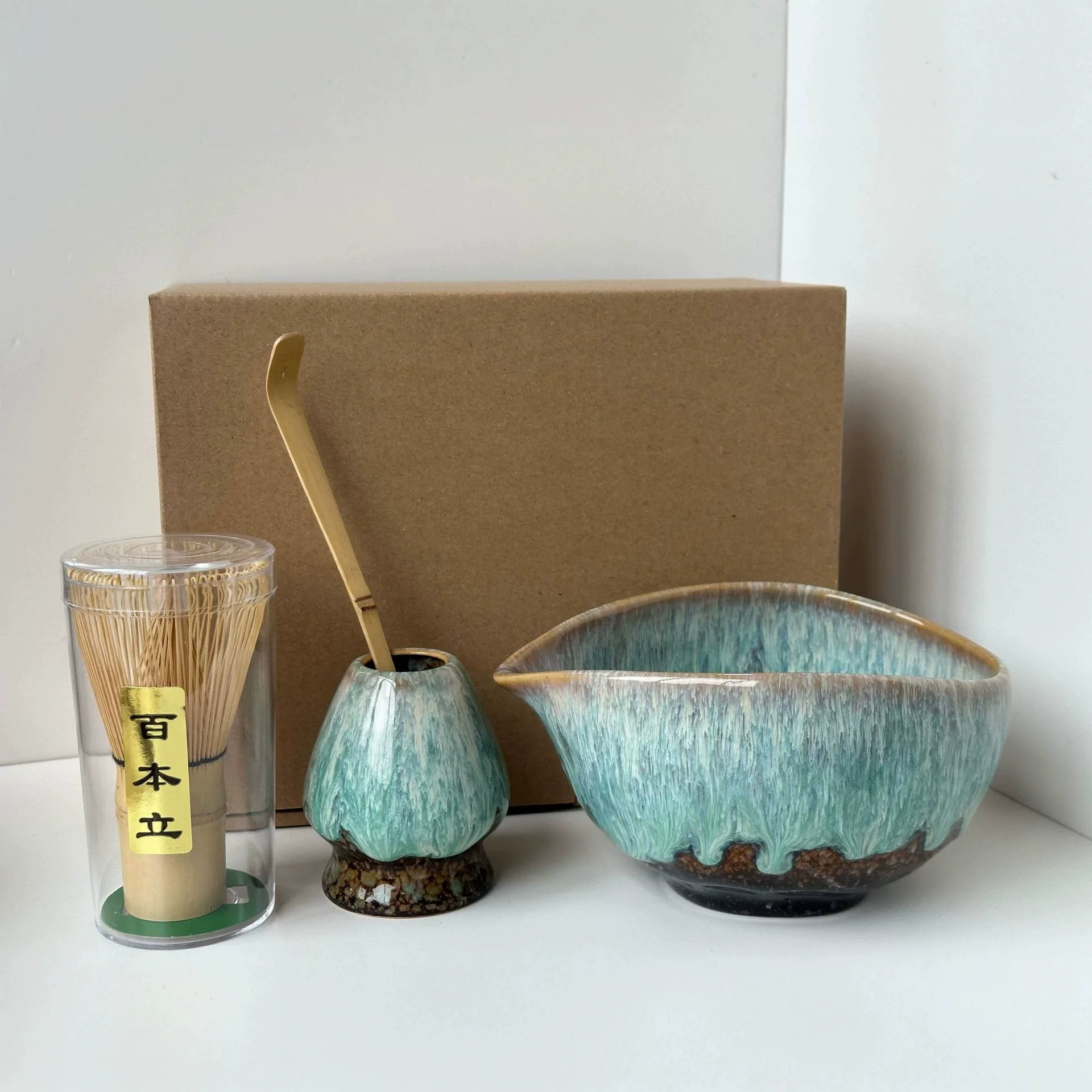 4PCS Japanese Matcha Tea Set Matcha Bowl Bamboo Matcha Whisk and Tea Scoop for Tea Lovers Gifts Tea-making Tools Accessories
