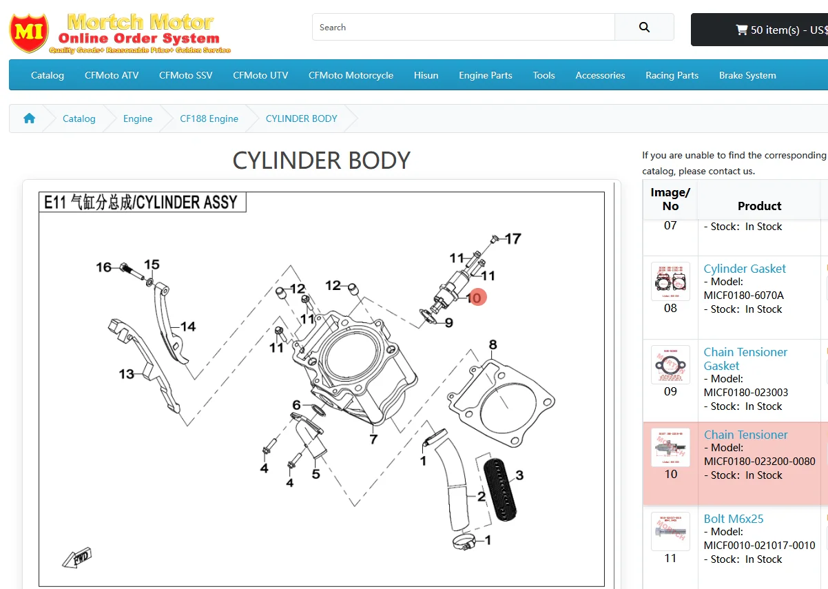 

Timing Chain Tensioner 35157 1BE-12210-00 For Linhai ATV 500D 500-D M550 EFI M550L