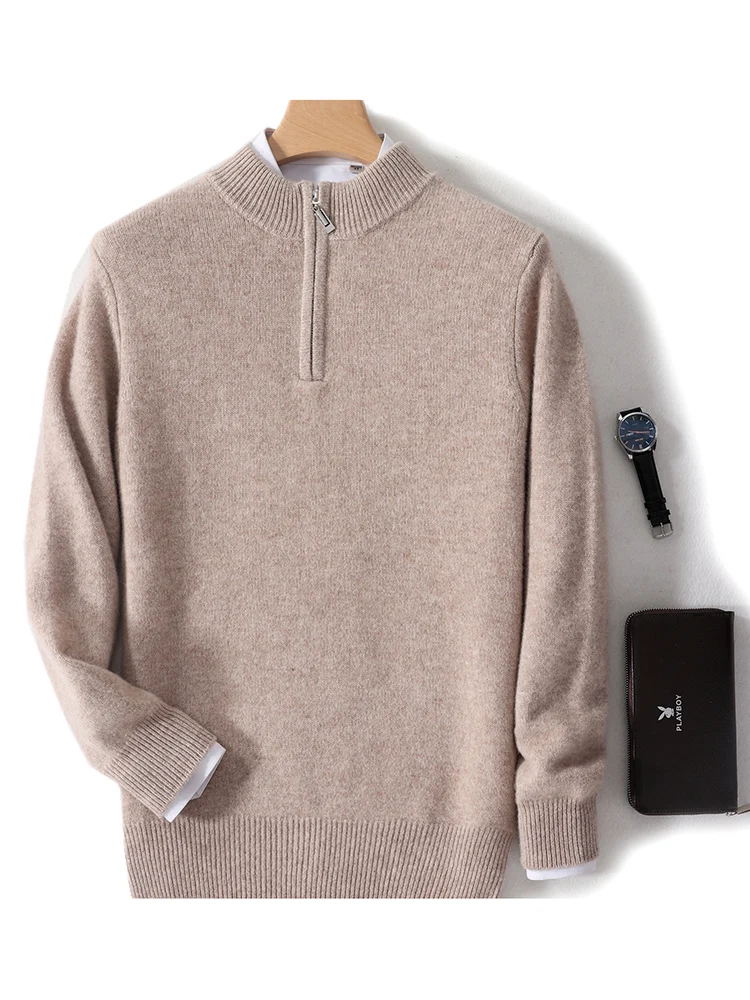 CHICUU uomo autunno inverno spessa cerniera Pullover collo a lupetto intelligente Casual maglione di Cashmere 100% lana Merino maglieria caldo comodo top