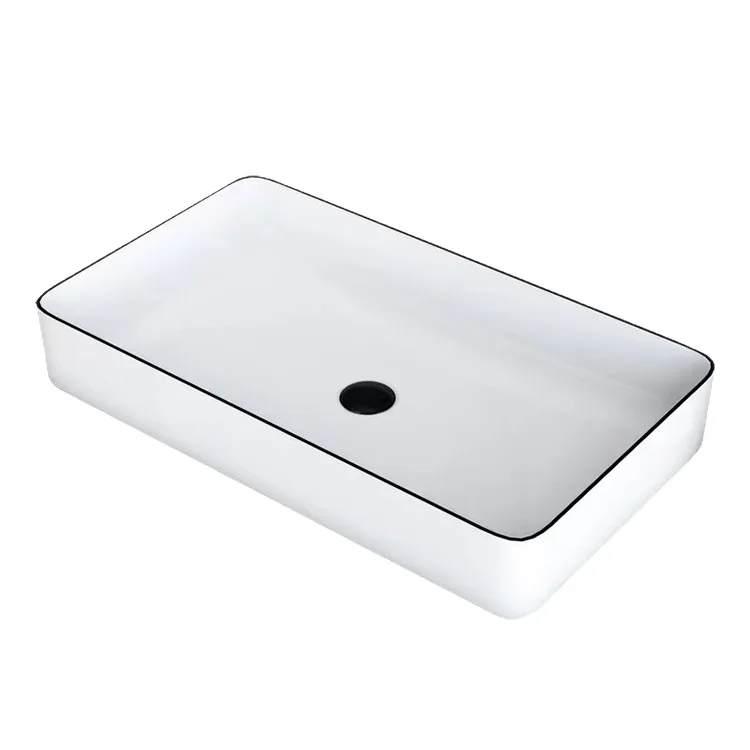 

Hotel ceramic table basin bathroom black edge high-end wash Nordic style simple high temperature porcelain water