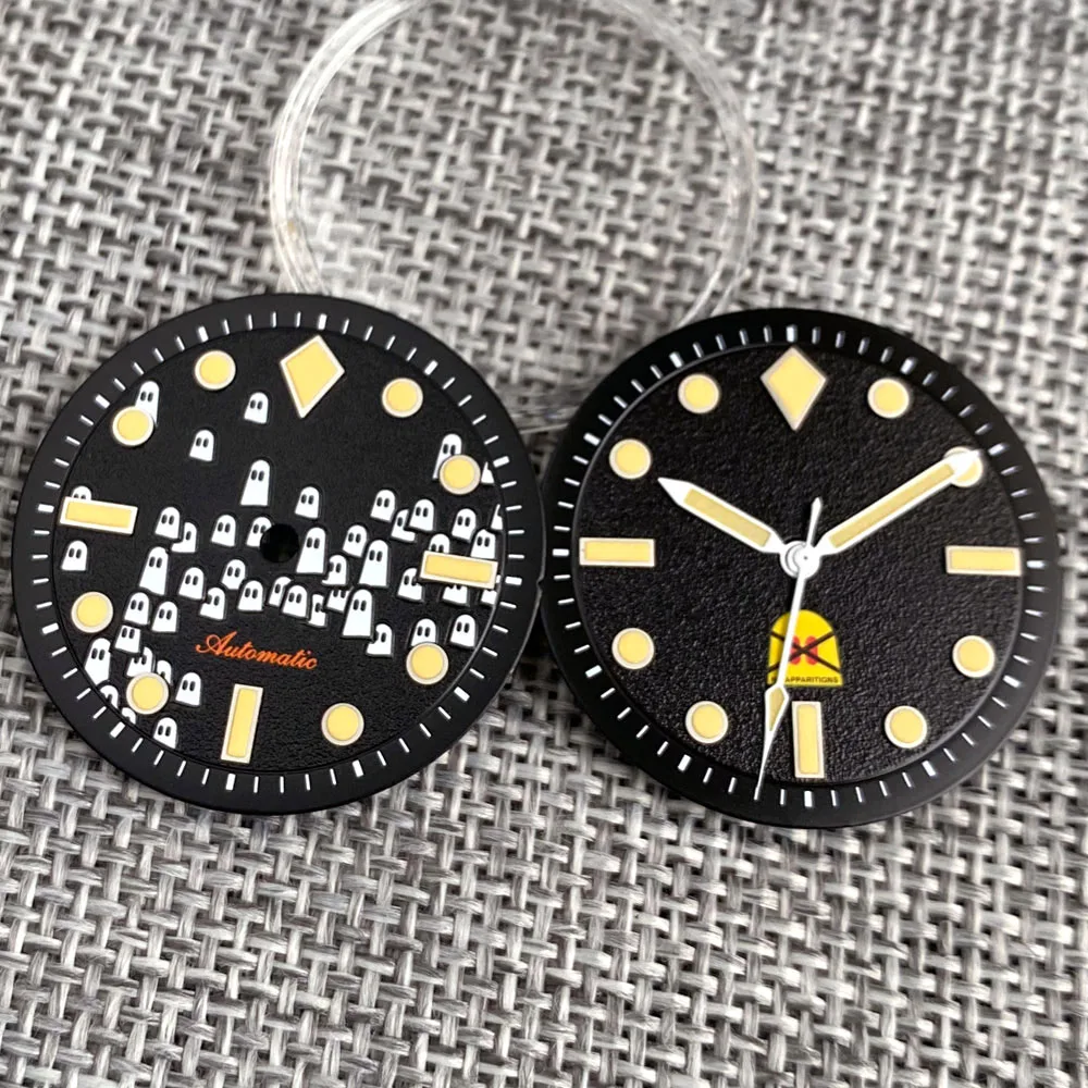 

NEW 29mm Full Night Light Retro Dial 50- FATHOMS Retro Watch Dial Ghost Green Blue Lume fit NH35 Movement Niche Dial Watch Parts