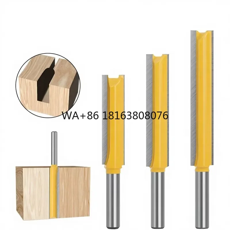 Extended Length Double Flute Straight Router Bits for Grooving and Trimming, Professional Woodworking Tools