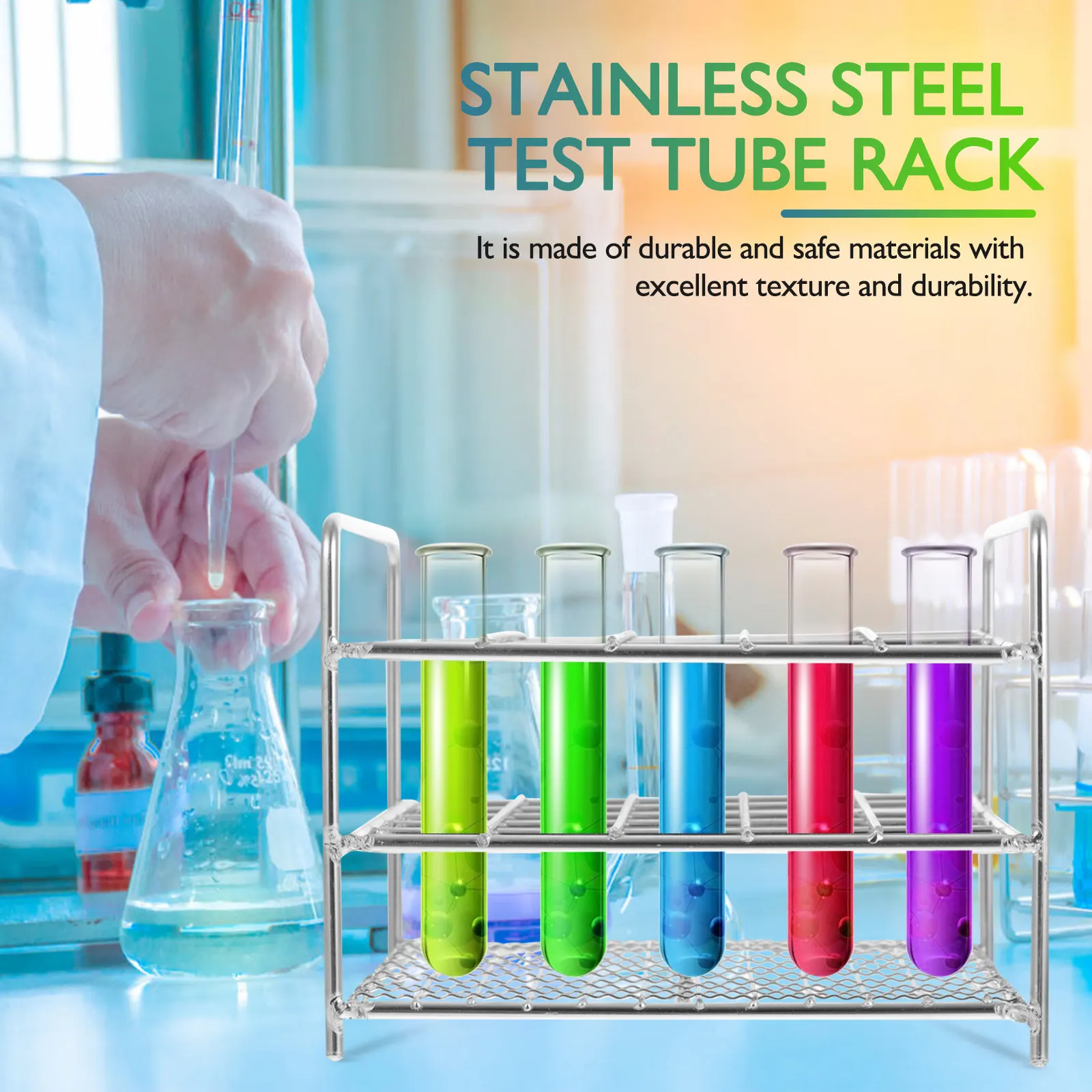 1pc Stainless Steel Test Tube Rack 25 Holes Three-Tier Lab Stand For Laboratory Scientific Research Industrial Mining Colleges view 2