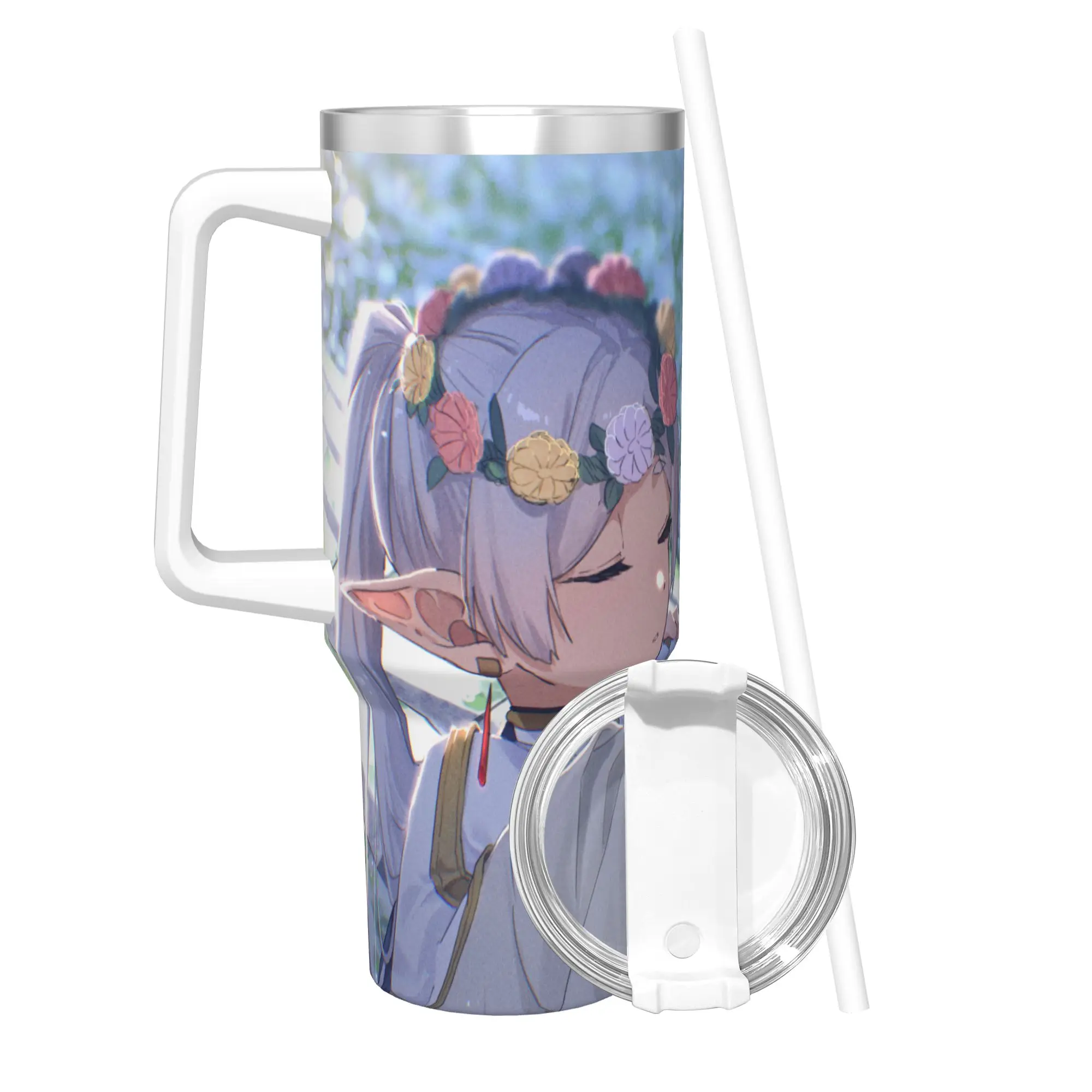 40OZ Stainless Steel Tumbler Frierens Beyond Journey's End Anime Thermal Mug  Insulated Hot Drinks Car Mugs Travel Water Bottle